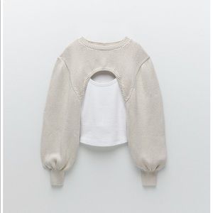 BNWT Zara Combination Sweater Top Ecru Ref. 0219/428